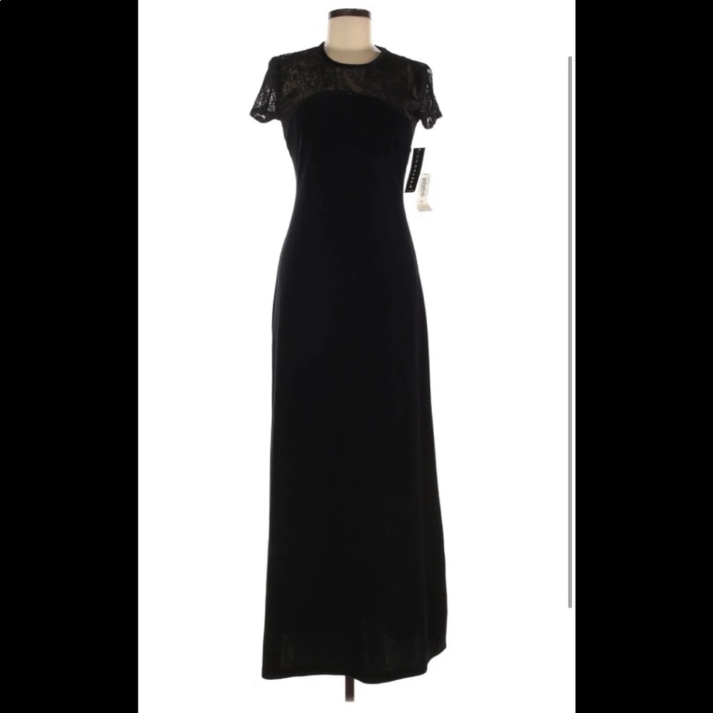 Velvet feel long black dress